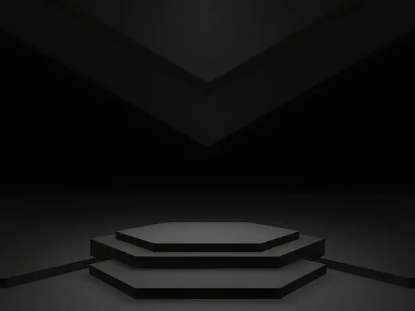 3D render black podium. Product mock up.
