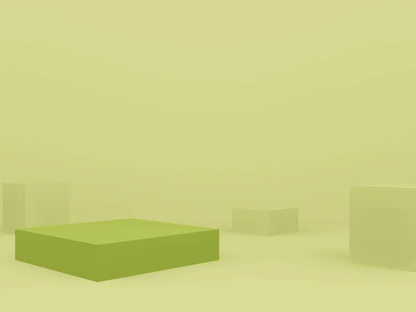 3D渲染绿色几何平台 绿色背景 — 图库照片