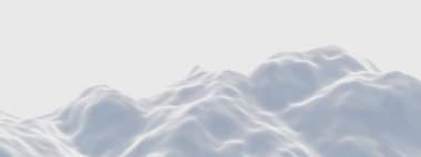 Kar dağını 3D render. Beyaz arazi. Soğuk ortam.