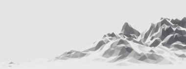 3D rendered low polygon ice mountain. Glacial landform. Ice terrain.