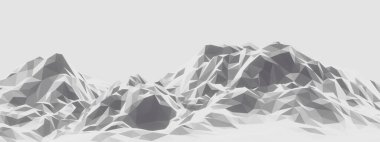 3D rendered low polygon ice mountain. Glacial landform. Ice terrain.