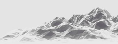 3D rendered low polygon ice mountain. Glacial landform. Ice terrain.