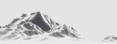 3D rendered low polygon ice mountain. Glacial landform. Ice terrain.