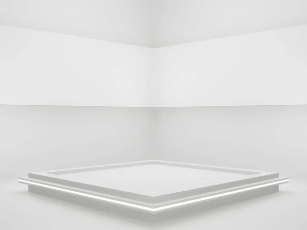 Render White Sci Product Display Background Scientific Podium White Neon — kuvapankkivalokuva