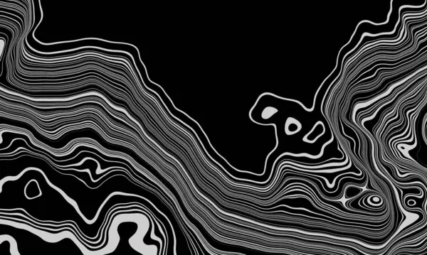3Dレンダリングブラックとホワイトマウンテン輪郭線 抽象的な地形 — ストック写真