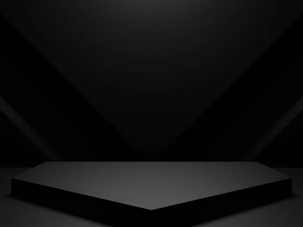 Отрисовка Черного Фона Геометрический Подиум Темной Комнаты Лицензионные Стоковые Изображения