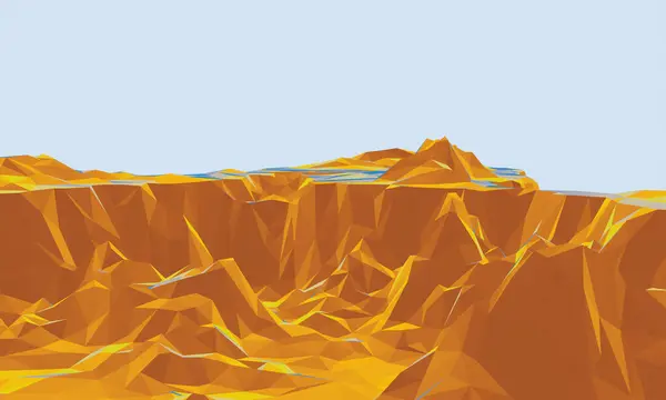 3D render low poly stone mountain. Rock terrain.