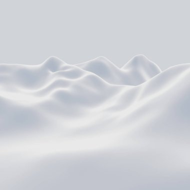 Kar dağını 3D render. Beyaz arazi.