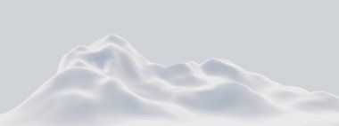 Kar dağını 3D render. Beyaz arazi.