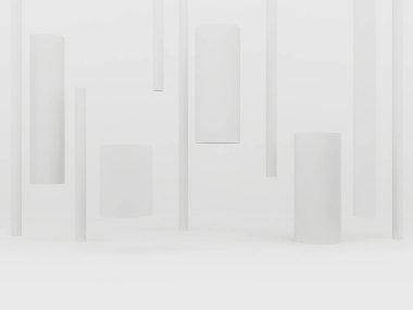 3B beyaz geometrik şekil arkaplanı