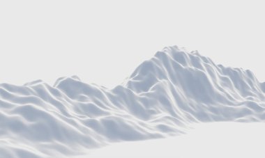 Kar dağını 3D render. Beyaz arazi.