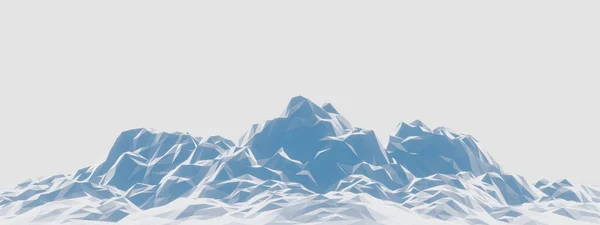 3D low polygon ice mountain. Glacial landform. Ice terrain.