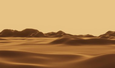 Üç boyutlu çöl ortamı. Kuru bölge. kum tepeciği.