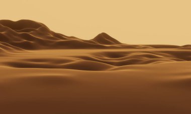 Üç boyutlu çöl ortamı. Kuru bölge. kum tepeciği.