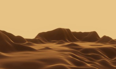 Üç boyutlu çöl ortamı. Kuru bölge. kum tepeciği.