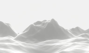 Üç boyutlu karlı dağ. Kar arazisi.