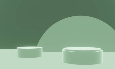 3 boyutlu yeşil geometrik podyum. Yeşil arkaplan
