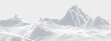 Üç boyutlu buz dağı. Beyaz düşük polimerli arazi.