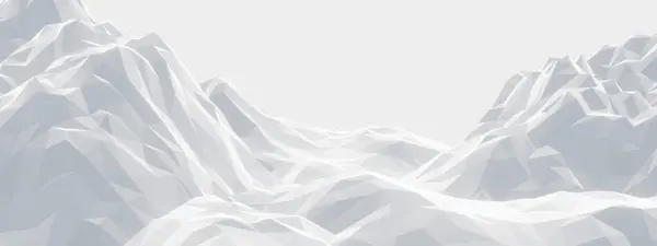 3D ice mountain. White low poly terrain.