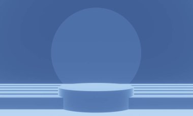 3D mavi geometrik podyum. Mavi arkaplan