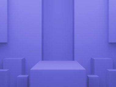 3 boyutlu mor geometrik podyum. Mor model arkaplan.