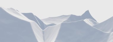 Kar dağını 3D render. Beyaz arazi.