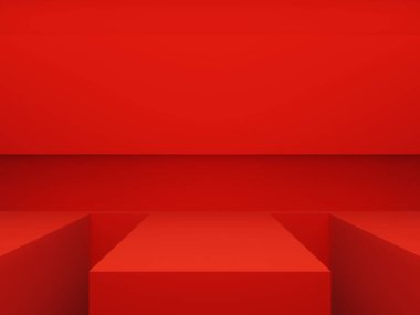 3D render kırmızı geometrik arkaplan.