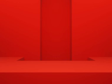 3D render kırmızı geometrik arkaplan.