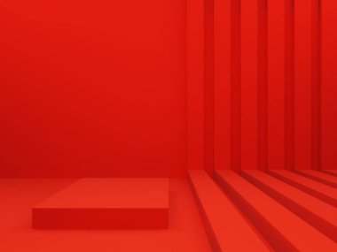 3D render kırmızı geometrik arkaplan.