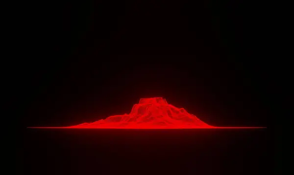 Red Holographic Mountain Grid Topography — Stockfoto