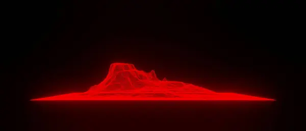 Red Holographic Mountain Grid Topography — Foto Stock