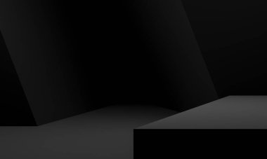 3 boyutlu geometrik siyah oda arkaplanı