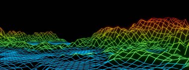 Gradyan neon şebekesi. Izgara dağı.