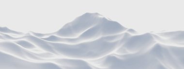 Üç boyutlu kar dağı. Beyaz arazi.