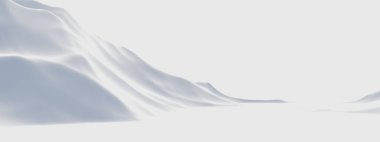 Üç boyutlu kar dağı. Beyaz arazi.