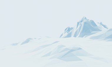 Üç boyutlu buz dağı. Düşük polimerli arazi.