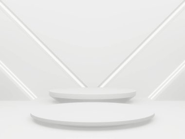 Neon ışıklı 3B beyaz arkaplan.