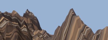 Bedded sandstone mountain. Sedimentary terrain. Brown layered stone mountain clipart