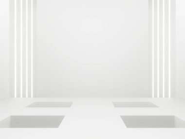 Neon ışıklı beyaz oda arkaplanı.