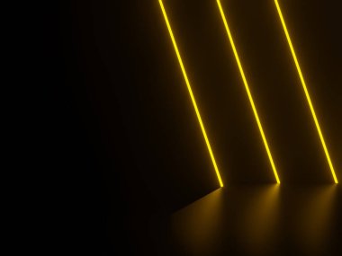 3D black background with yellow neon lights clipart