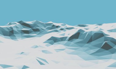 3D Low poly ice mountain. Ice terrain clipart