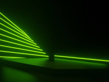 Yeşil ışıklı 3D Siyah podyum