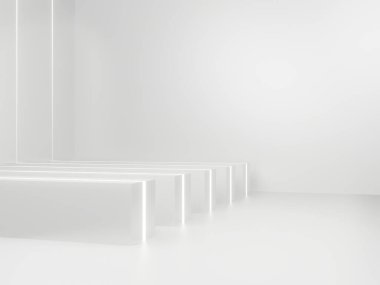 Neon ışıklı beyaz oda arkaplanı.