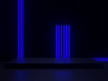 Mavi neon ışıklı siyah arkaplan