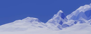 Mavi alçak çokgen buz dağı. Düşük polimerli arazi