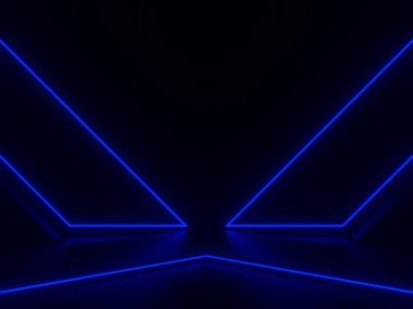 Mavi neon ışıklı 3B siyah arkaplan