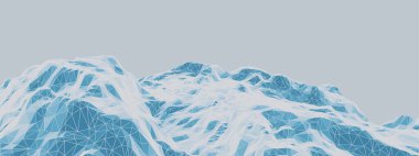 Alçak polimer buz dağı. Mavi ve beyaz arazi teli