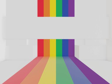 3B beyaz ve gökkuşağı renk arkaplanı.