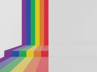 3B beyaz ve gökkuşağı renk arkaplanı.