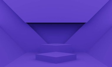 3 boyutlu geometrik arkaplan. Mor podyum